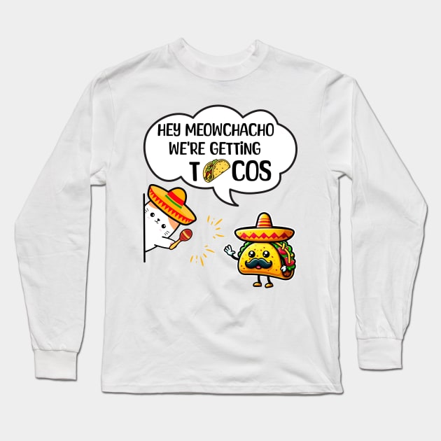 Funny Taco And Cat Meme Long Sleeve T-Shirt by mieeewoArt